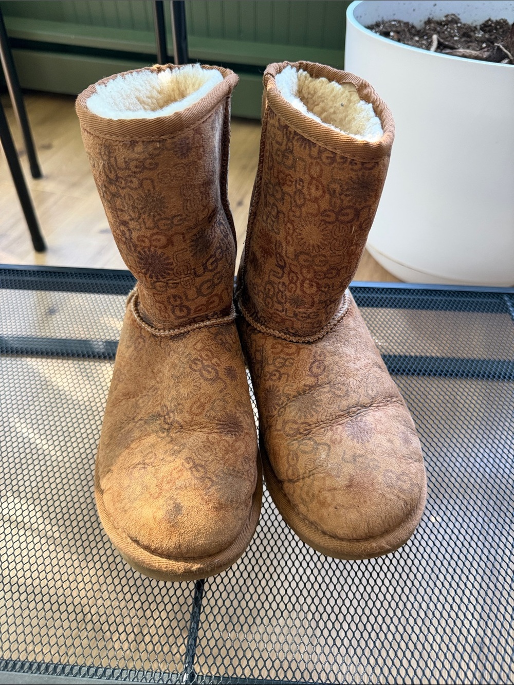 UGG Chestnut Patterned Shearling Mid-Calf Boots